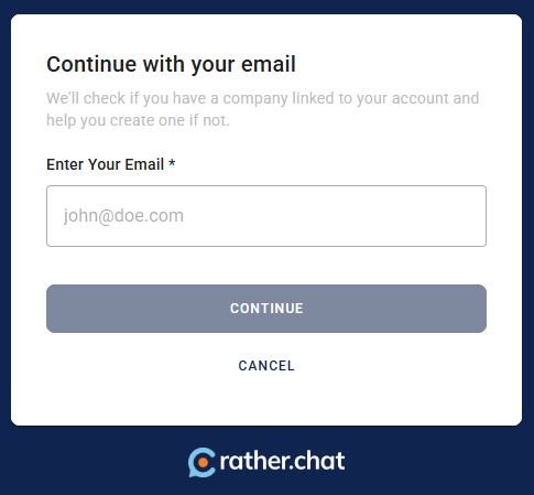 Sign-up form asking for an email address